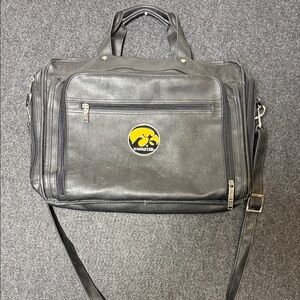 Leeds University of Iowa Hawkeyes Black Faux Leather Briefcase Laptop Bag Mens